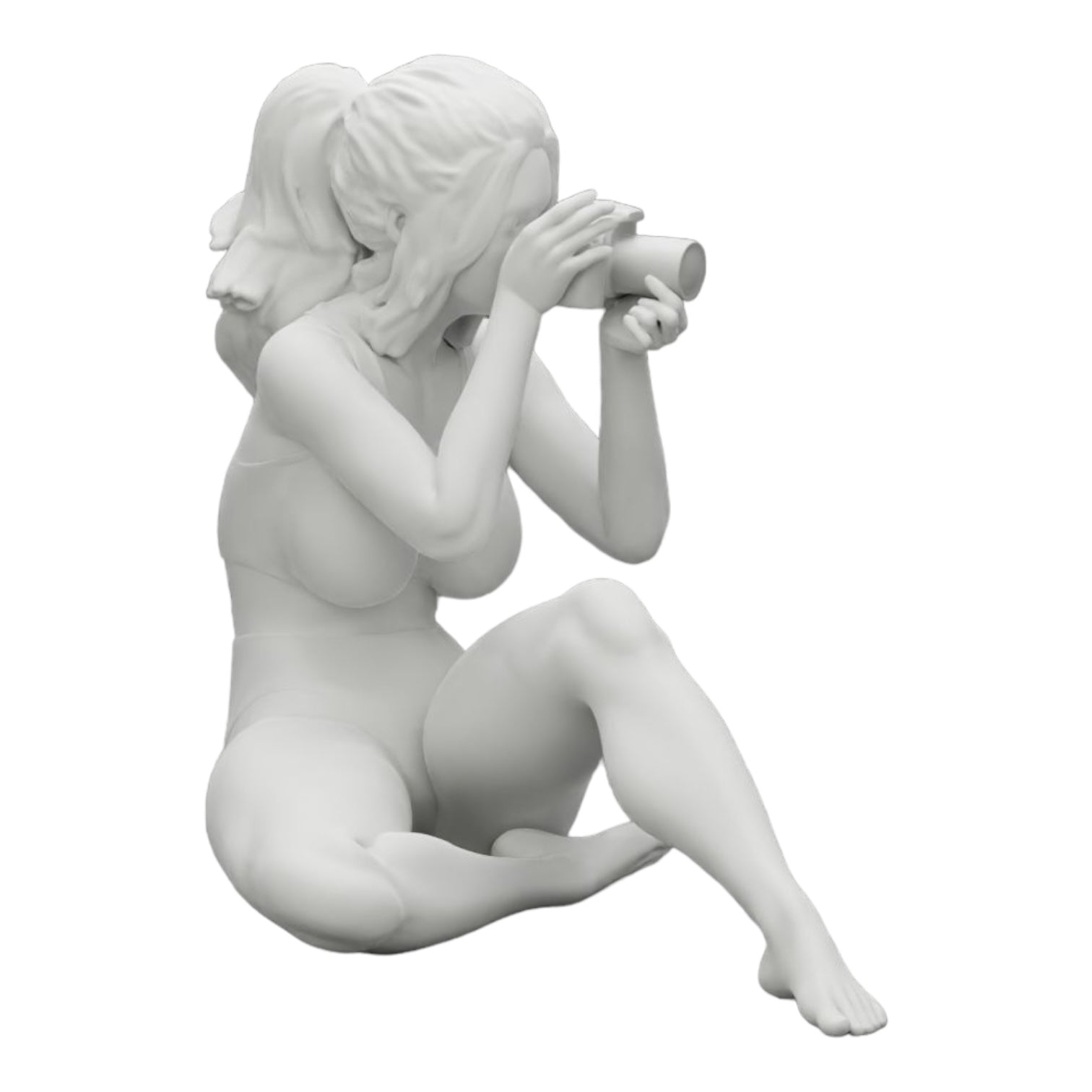 Diorama modelbouw productfoto 0: Fotograaf in bikini zit en houdt een camera vast (Ref Nr. A35)