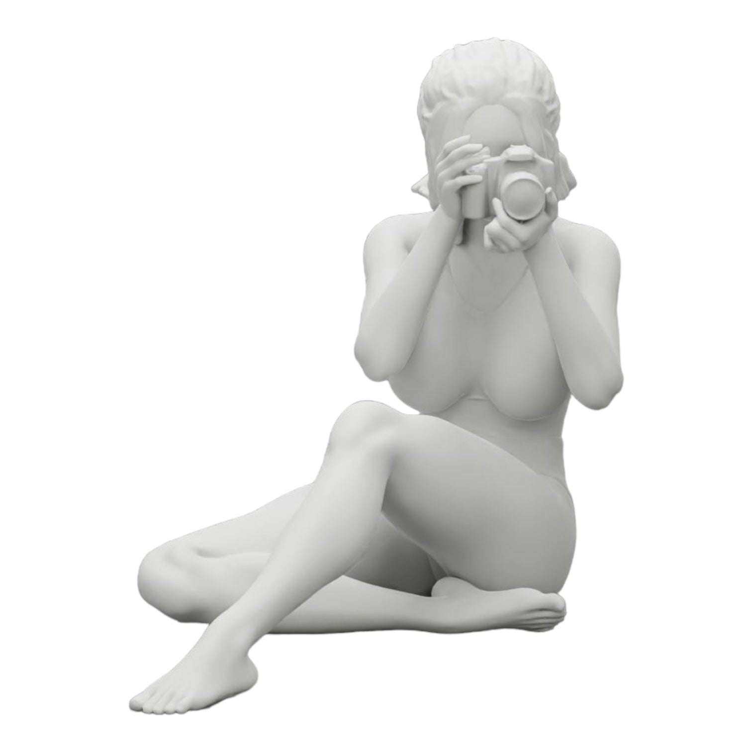 Diorama modelbouw productfoto 0: Fotograaf in bikini zit en houdt een camera vast (Ref Nr. A35)