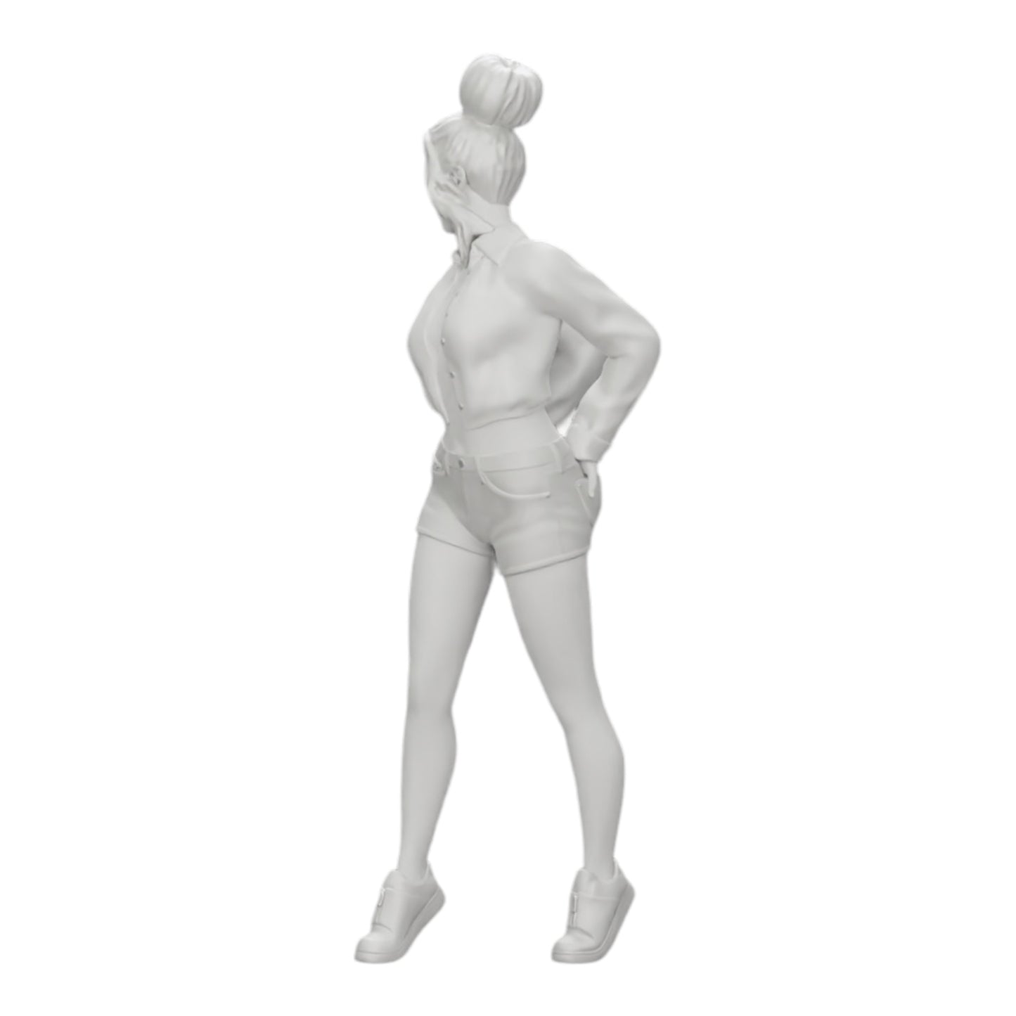 Diorama modelbouw productfoto 0: Sexy meisje in shorts en open minishirt met handen in de achterzak (Ref Nr. A38)