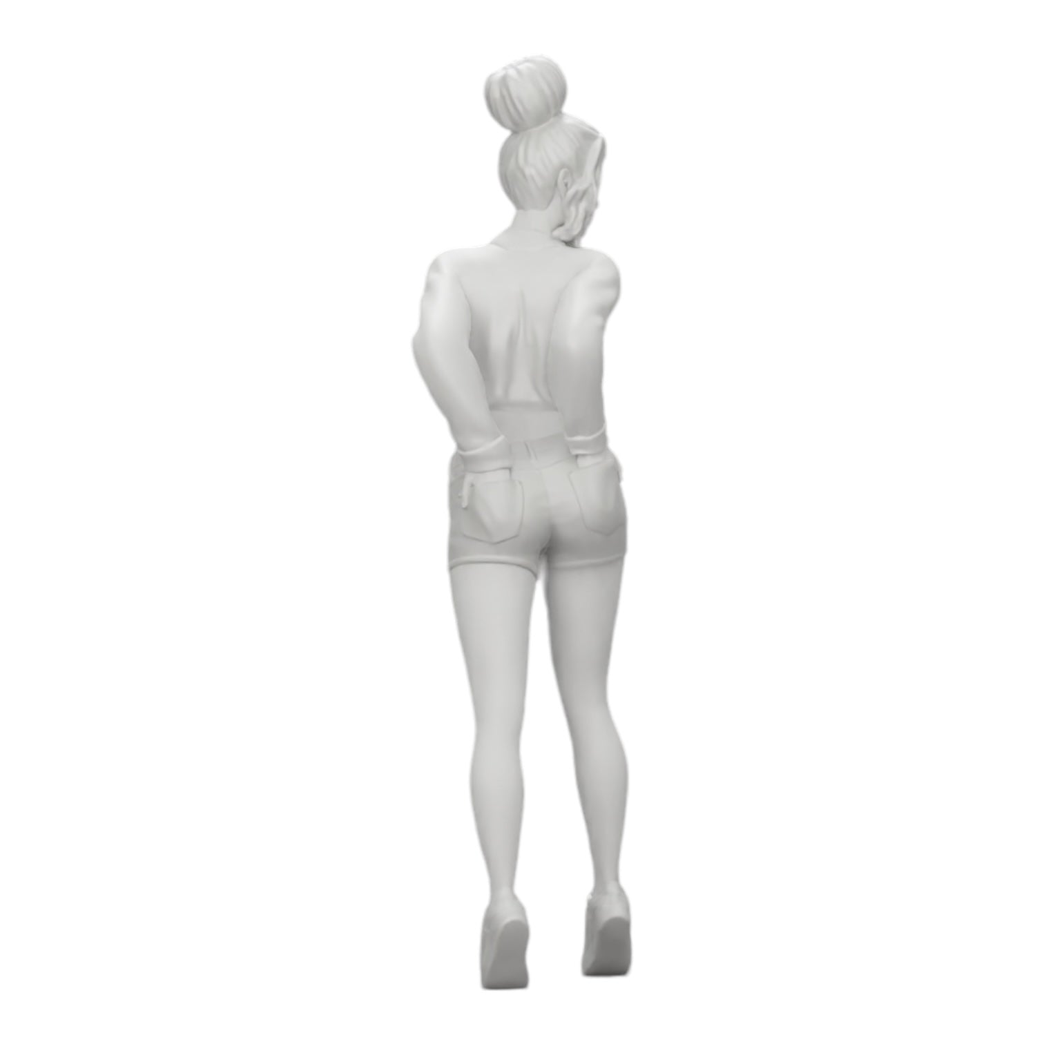Diorama modelbouw productfoto 0: Sexy meisje in shorts en open minishirt met handen in de achterzak (Ref Nr. A38)