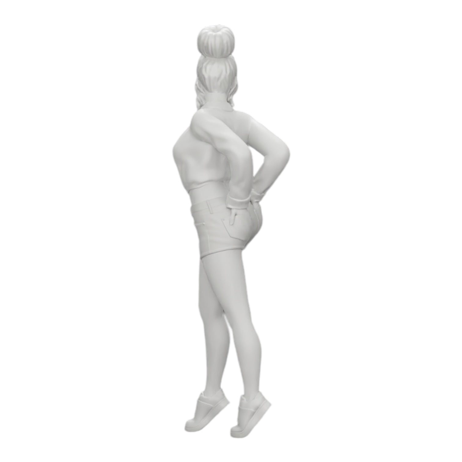 Diorama modelbouw productfoto 0: Sexy meisje in shorts en open minishirt met handen in de achterzak (Ref Nr. A38)