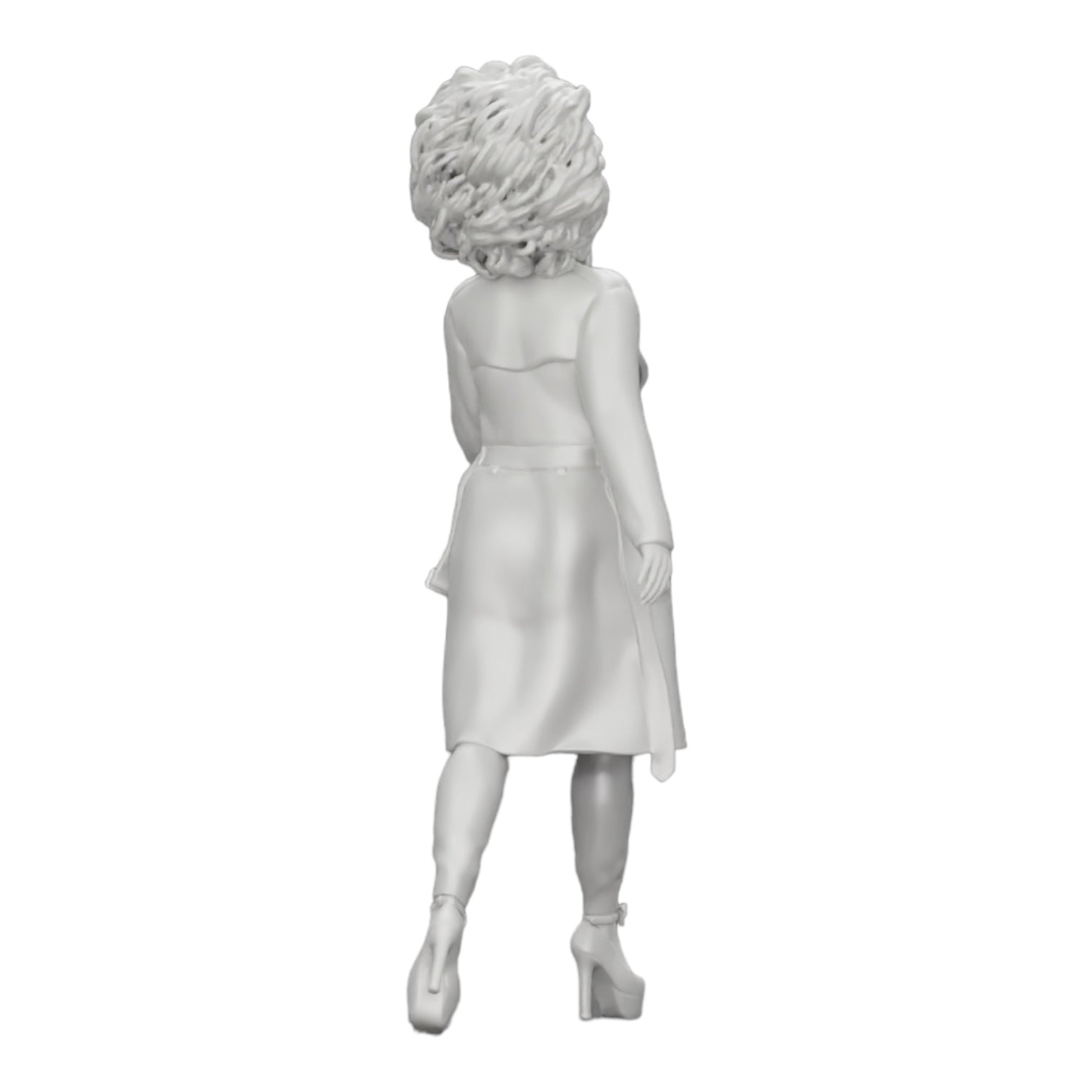 Diorama modelbouw productfoto 0: Modieuze vrouw met krullend haar in lange, open mantel wandelt (Ref Nr. A40)
