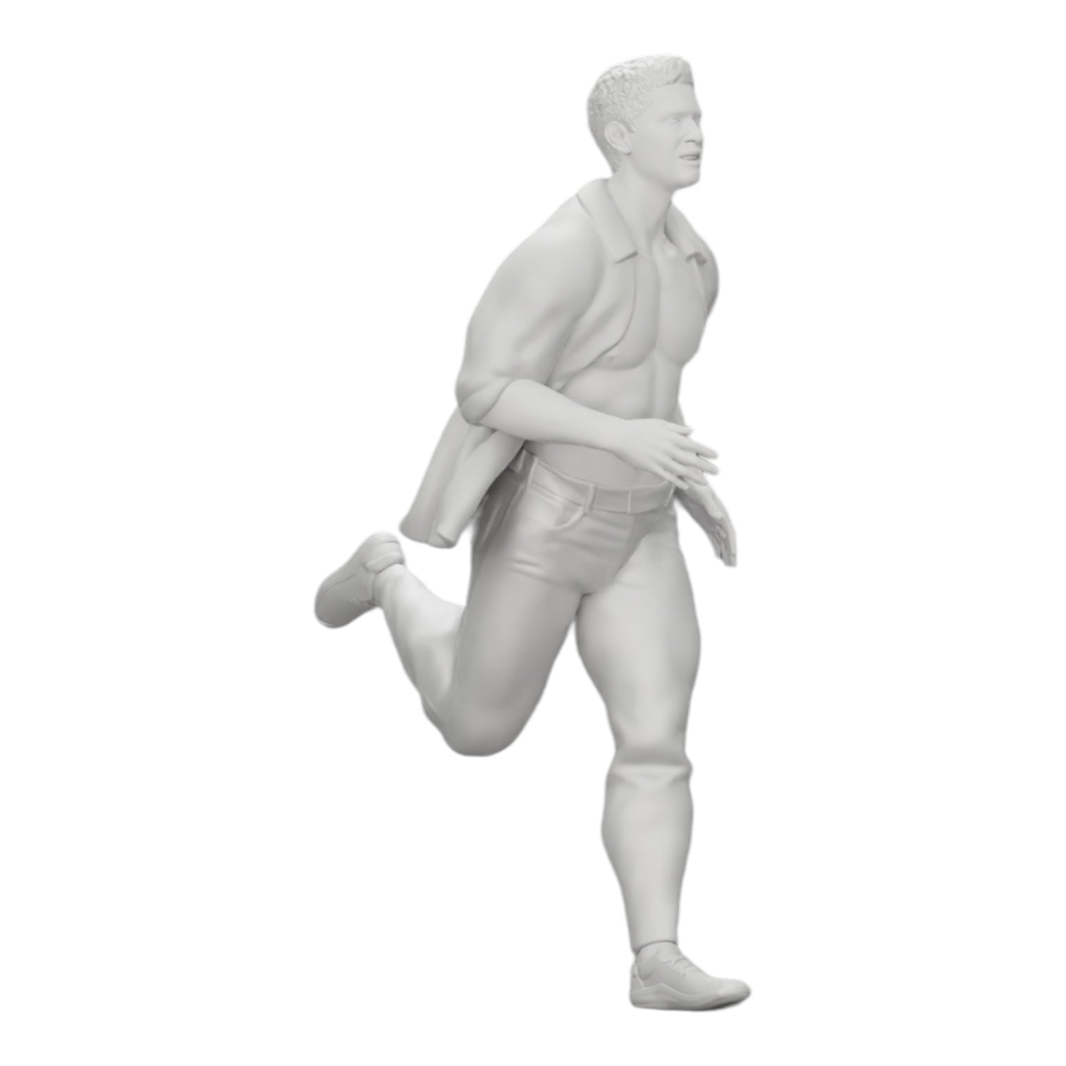 Diorama modelbouw productfoto 0: Man in open overhemd vlucht voor zijn arrestatie (Ref Nr. A41)