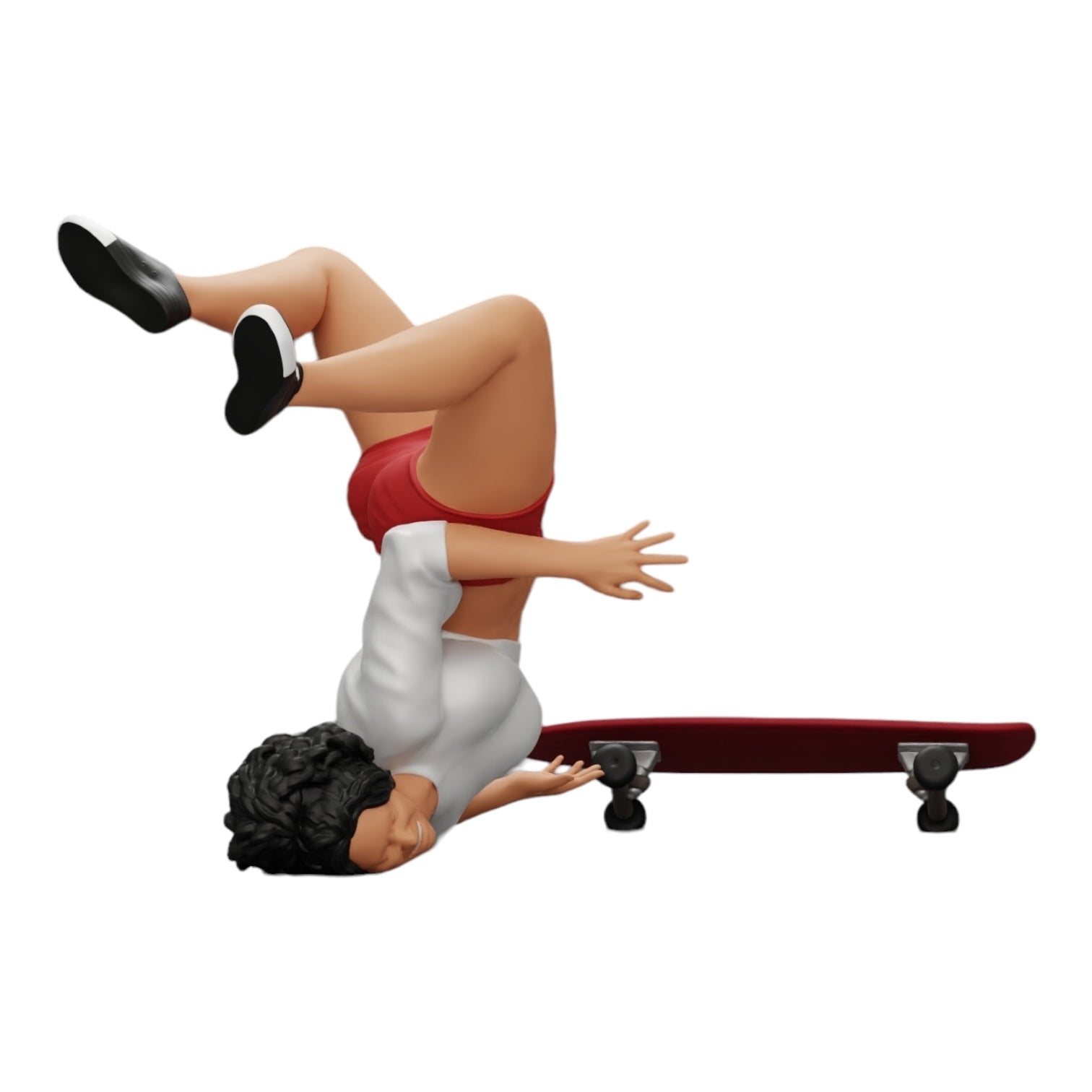 Diorama modelbouw productfoto 0: Meisje met krullend haar valt tijdens het sporten van het skateboard (Ref Nr. A44)
