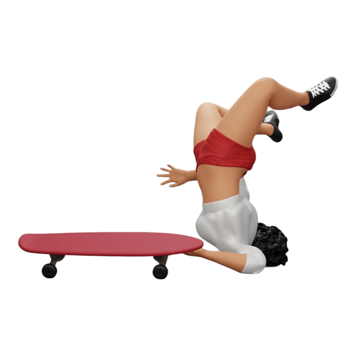 Diorama modelbouw productfoto 0: Meisje met krullend haar valt tijdens het sporten van het skateboard (Ref Nr. A44)