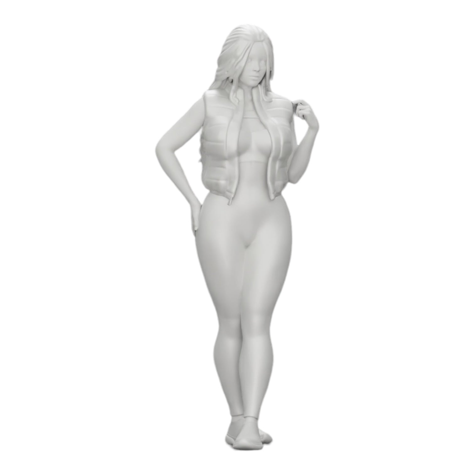 Diorama Modellbau Produktfoto 0: Attraktive Frau mit langen Haaren in Body und offener Weste (Ref Nr. A46)