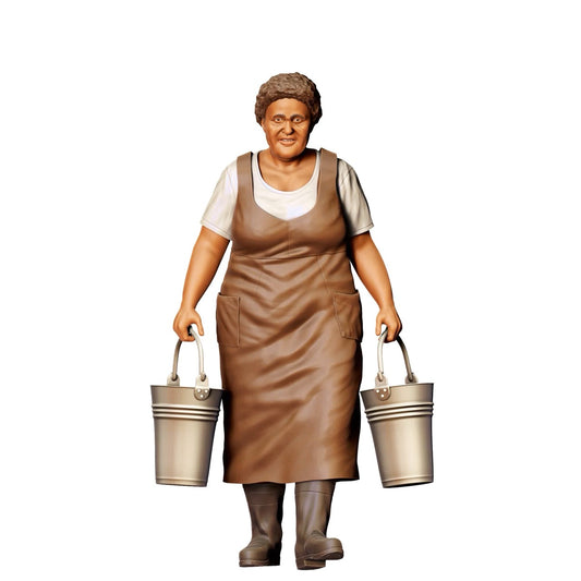 Miniatuurfiguur: Boerin met emmers - Oude landvrouw aan het werk (Nr. 302)