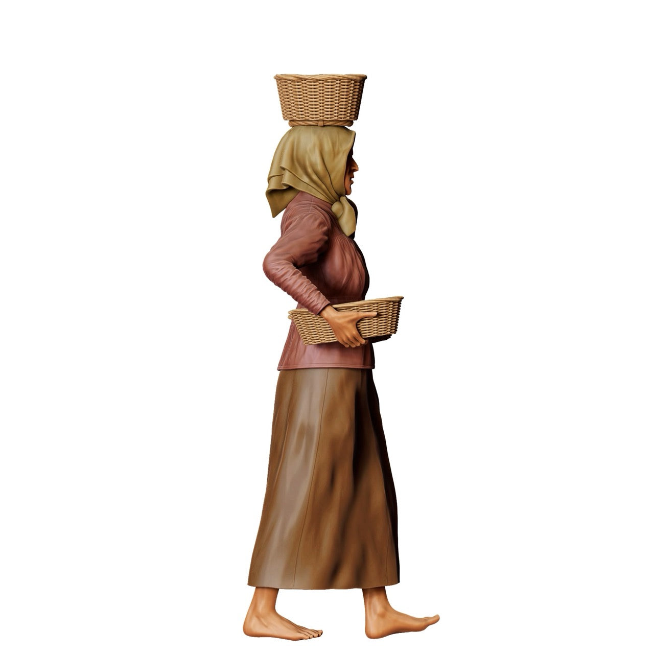 Miniatuurfiguur: Boerin met manden - Oude landvrouw aan het werk (Nr. 303)