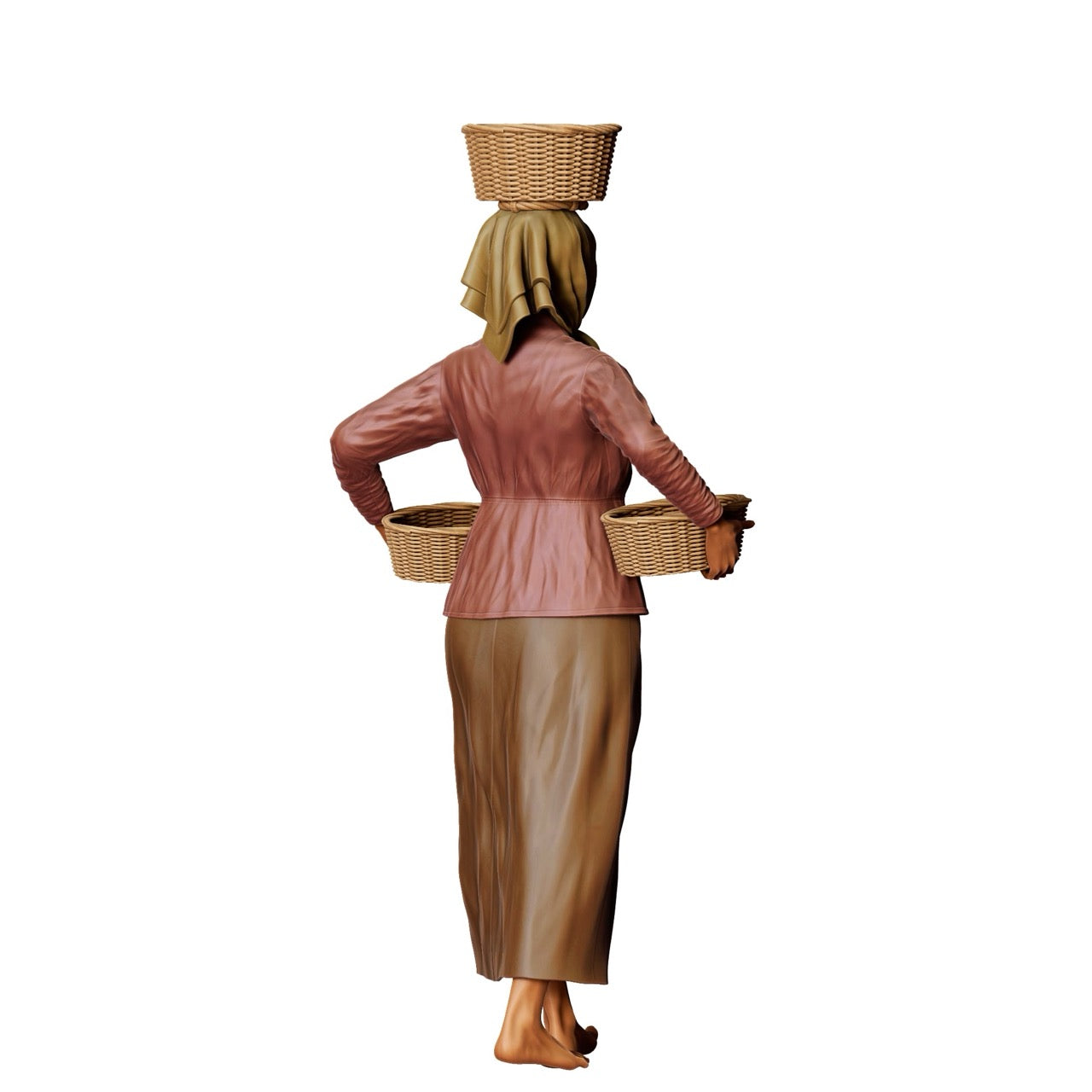 Miniatuurfiguur: Boerin met manden - Oude landvrouw aan het werk (Nr. 303)