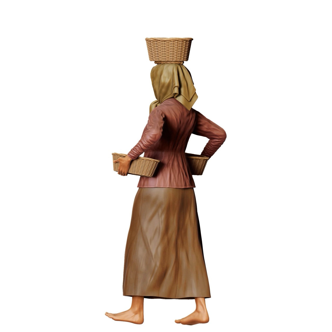 Miniatuurfiguur: Boerin met manden - Oude landvrouw aan het werk (Nr. 303)