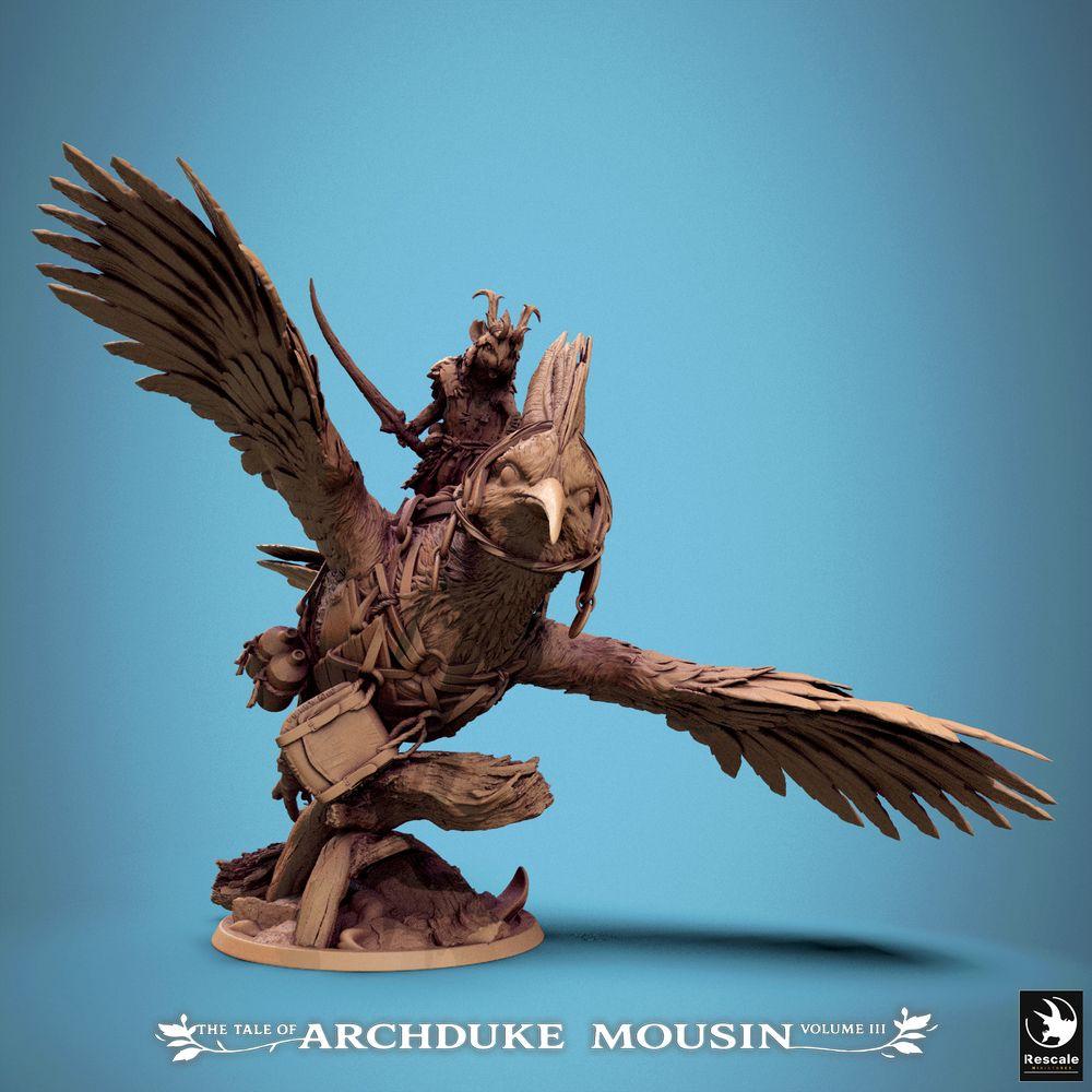Productfoto Tabletop 28mm Lord of the Print (LotP) 0: Tabletop Miniatuur: Muiz ridder op Wiedehopf (Hoopoe) - Vogelrijder van de Luchtkavallerie met sabel, Skirmish-heldenfiguur, Beestenrijder (25_07_E1)