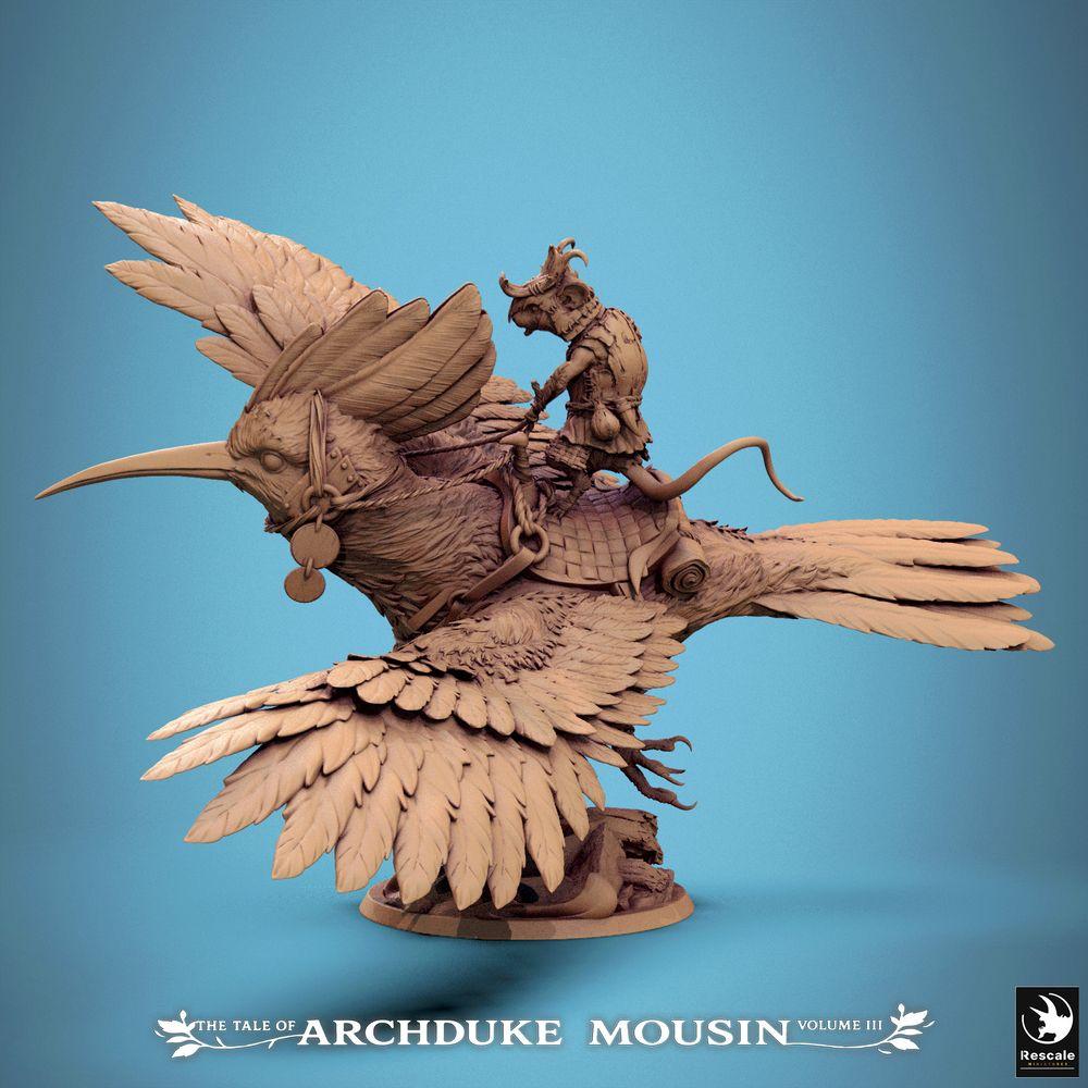 Productfoto Tabletop 28mm Lord of the Print (LotP) 1: Tabletop Miniatuur: Muiz ridder op Wiedehopf (Hoopoe) - Vogelrijder van de Luchtkavallerie met sabel, Skirmish-heldenfiguur, Beestenrijder (25_07_E1)