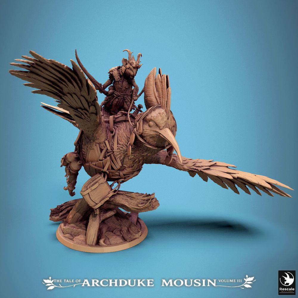 Productfoto Tabletop 28mm Lord of the Print (LotP) 3: Tabletop Miniatuur: Muiz ridder op Wiedehopf (Hoopoe) - Vogelrijder van de Luchtkavallerie met sabel, Skirmish-heldenfiguur, Beestenrijder (25_07_E1)