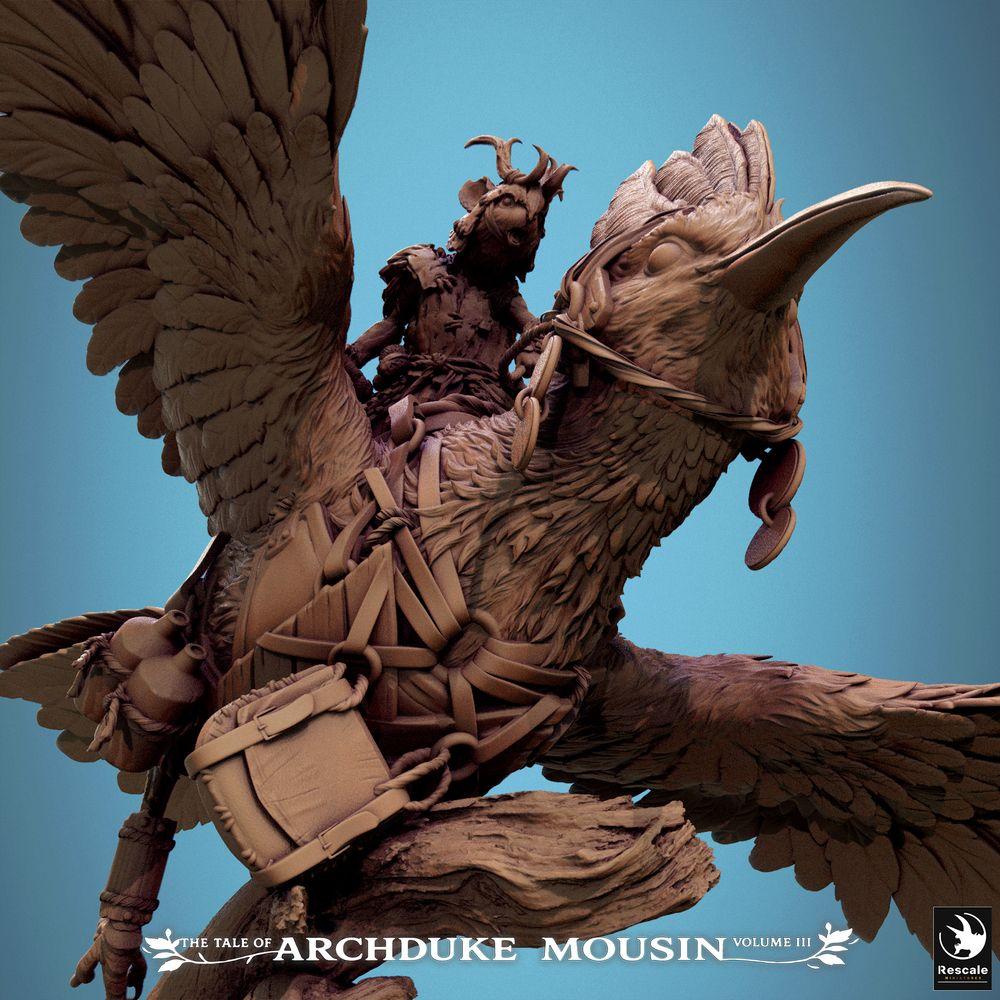 Productfoto Tabletop 28mm Lord of the Print (LotP) 4: Tabletop Miniatuur: Muiz ridder op Wiedehopf - Vogelrijder van de Luchtkavallerie met sabel, Skirmish-heldenfiguur, Beestenrijder (25_07_E1)