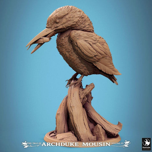 Productfoto Tabletop 28mm Lord of the Print (LotP) 0: Tabletop Miniatuur: IJsvogel Kingfisher, Jagdvogel op tak met prooi in de snavel, Diergefährte en Vertrouweling, Totemvogel, Beest-miniatuur voor Wargaming, Rollenspel en Diorama's (25_07_F3)