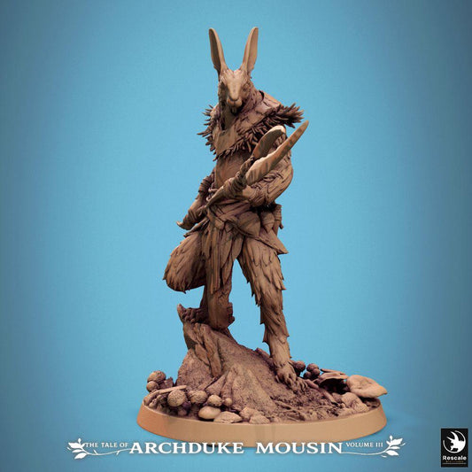 Productfoto Tabletop 28mm Lord of the Print (LotP) 0: Tabletop Miniatuur: Hasenmensch Speerdrager, Rabbit Guard, Boswachter en Stammesstrijder met Dubbelspeer (25_07_N3)