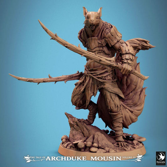 Productfoto Tabletop 28mm Lord of the Print (LotP) 0: Tabletop Miniatuur: Rattenmens Assassijn met Dubbele Zwaarden - Ronin Zwaardmeester, Duelist, Elite Strijder voor Fantasy Wargaming en Skirmish (25_07_M1)