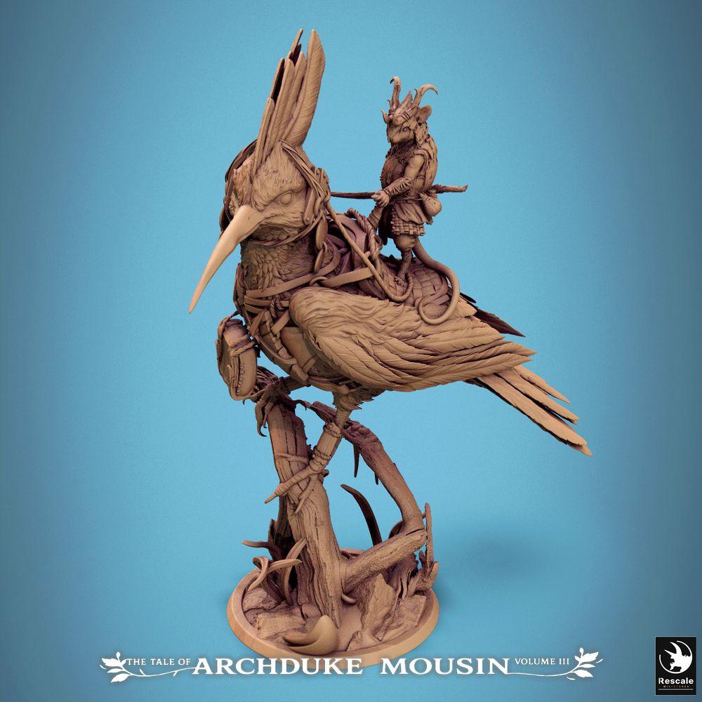 Productfoto Tabletop 28mm Lord of the Print (LotP) 2: Tabletop Miniatuur: Vogelrijder op Reusachtige Vogel (Wiedehopf/Hoopoe), Knaagdier Volk Boswachter en Verkenner, Beestenrijder (25_07_E5)