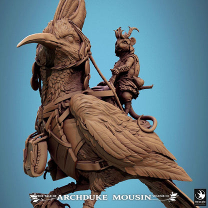 Productfoto Tabletop 28mm Lord of the Print (LotP) 4: Tabletop Miniatuur: Vogelrijder op Reusachtige Vogel (Wiedehopf/Hoopoe), Knaagdier Volk Verkenner en Scouts, Beestenrijder (25_07_E5)