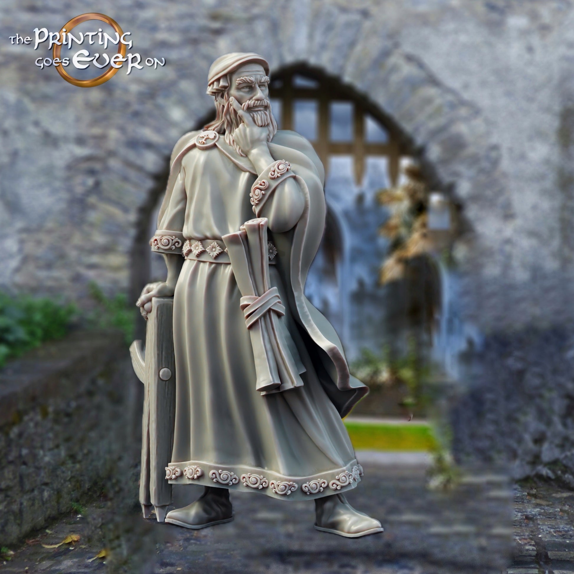 Productfoto middeleeuwse historische figuur 75mm schaal The Printing Goes Ever On (TPGEO) 0: Middeleeuwse ridderfiguren architect - 75mm modellen - Middeleeuwse stad