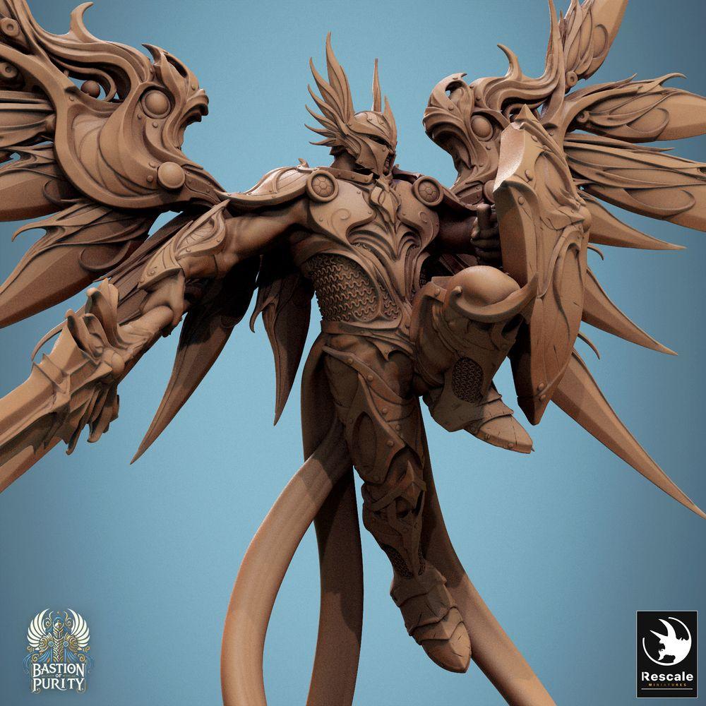 Produktfoto Tabletop 28mm Lord of the Print (LotP) 0: Tabletop Miniatur: Geflügelter Paladin / Engelskrieger, Himmelsritter mit Langschwert und Wappenschild - Aurelian Skyblade (24_09_B5)