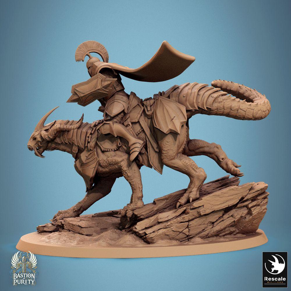 Produktfoto Tabletop 28mm Lord of the Print (LotP) 0: Tabletop Miniatur: Drakenritter / Echsenreiter - Paladin auf Bestie, Elite-Kavallerie mit Schild und Schwert im Sturmritt (24_09_I10)