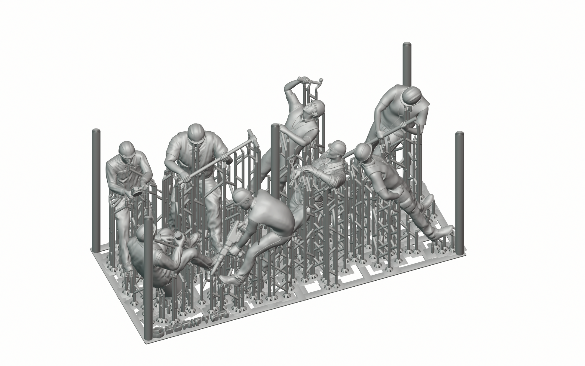 Productfoto diorama en modelbouw miniatuurfiguur: Bouwvakker set, 8 figuren
