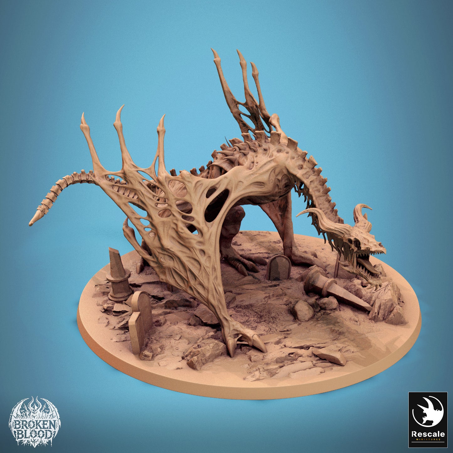 Productfoto Tabletop 28mm Lord of the Print (LotP) 0: Tabletop Miniatuur: Ondode Skelet-Wyvern, Botdraak en Grafbeest, Baascreatuur - Bann Wyvern (24_11_E1)