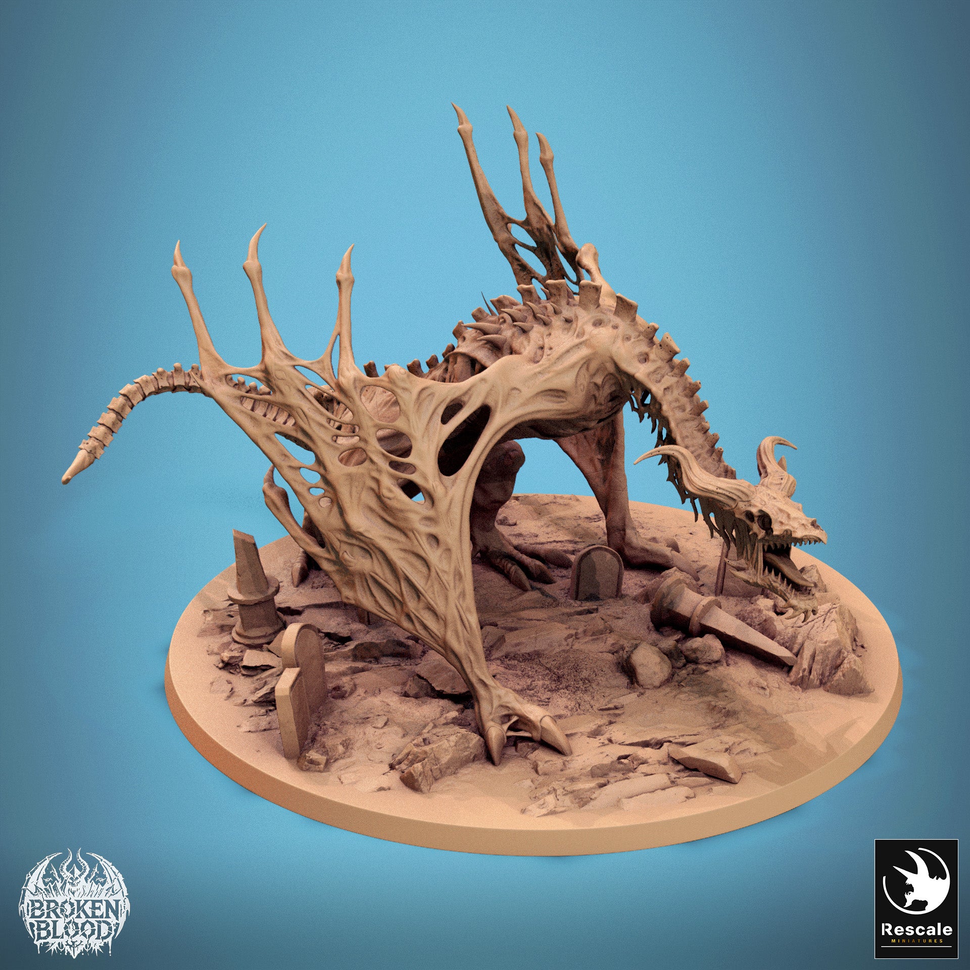 Productfoto Tabletop 28mm Lord of the Print (LotP) 0: Tabletop Miniatuur: Ondode Skelet-Wyvern, Botdraak en Grafbeest, Baascreatuur - Bann Wyvern (24_11_E1)