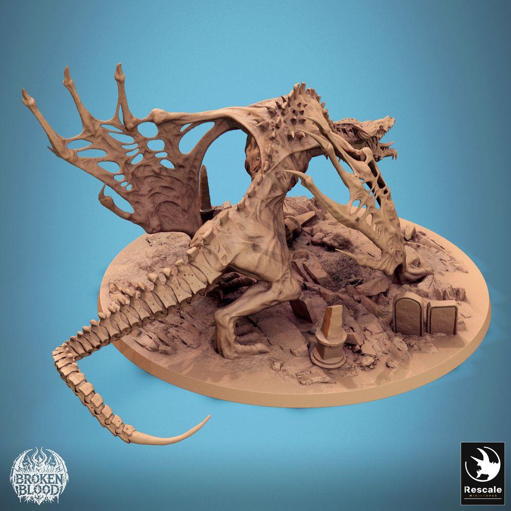 Productfoto Tabletop 28mm Lord of the Print (LotP) 3: Tabletop Miniatuur: Ondode Skelet-Wyvern, Botdraak en Grafbeest, Baascreatuur - Bann Wyvern (24_11_E1)