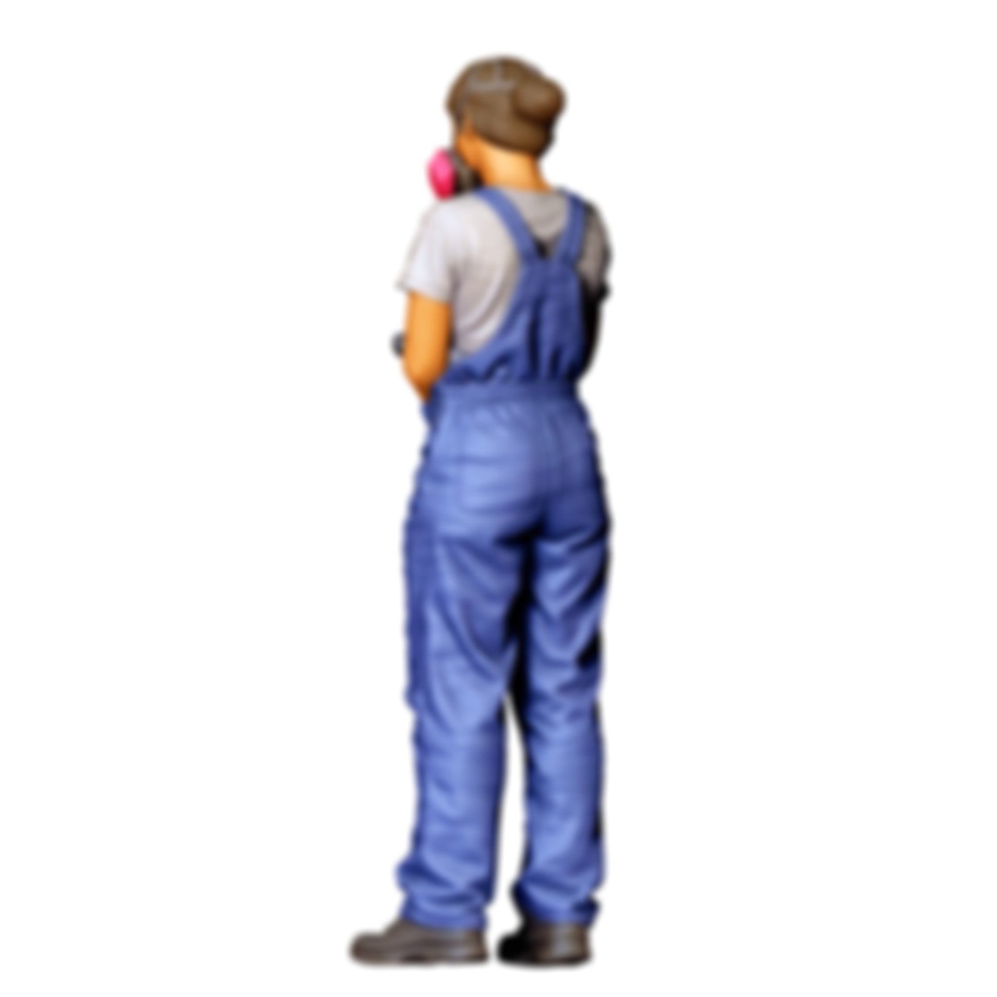 3DP Miniatures 2: Stehende Figur: Mann in Latzhose mit Atemschutzmaske & Handgerät (Ref. Nr. 490)