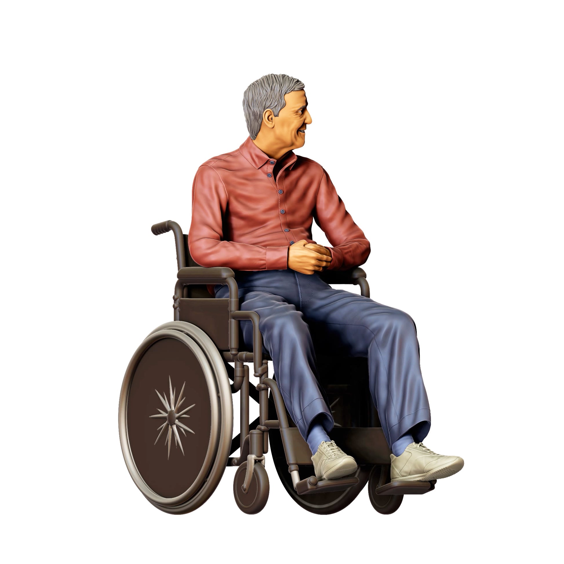 3DP Miniatures 1: Sitzende Figur: Person im Rollstuhl mit gefalteten Händen (Ref. Nr. 455)