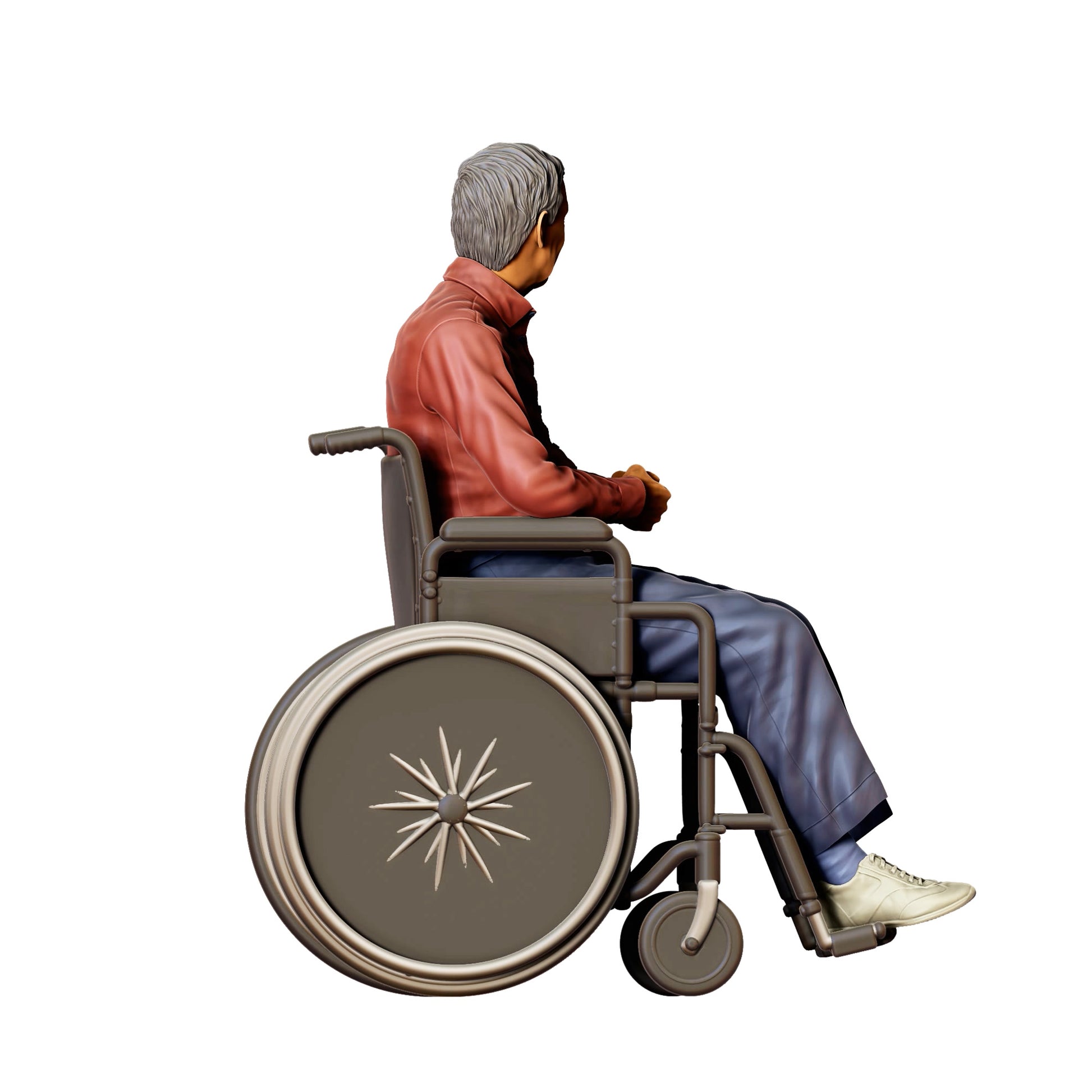 3DP Miniatures 2: Sitzende Figur: Person im Rollstuhl mit gefalteten Händen (Ref. Nr. 455)