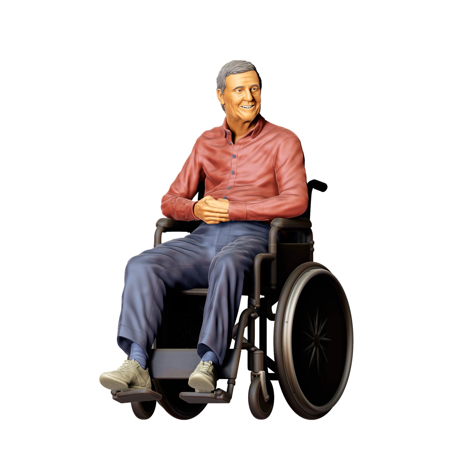 3DP Miniatures 5: Sitzende Figur: Person im Rollstuhl mit gefalteten Händen (Ref. Nr. 455)