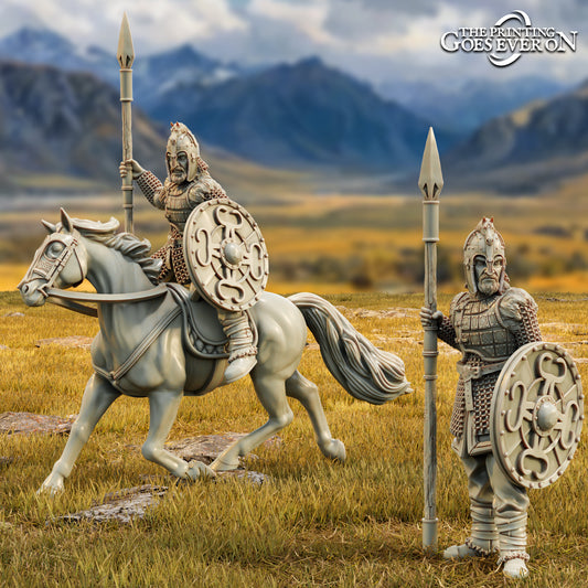 Produktfoto Tabletop 28mm The Printing Goes Ever On (TPGEO)  0: Eowar Herrscher der Mark  - Zu Fuß und auf dem Pferd - Mächtiger König
