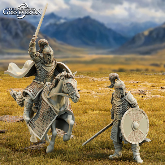 Produktfoto Tabletop 28mm The Printing Goes Ever On (TPGEO)  0: Eredhelm Feldherr der Mark  - Zu Fuß und auf dem Pferd - Tapferer Anführer