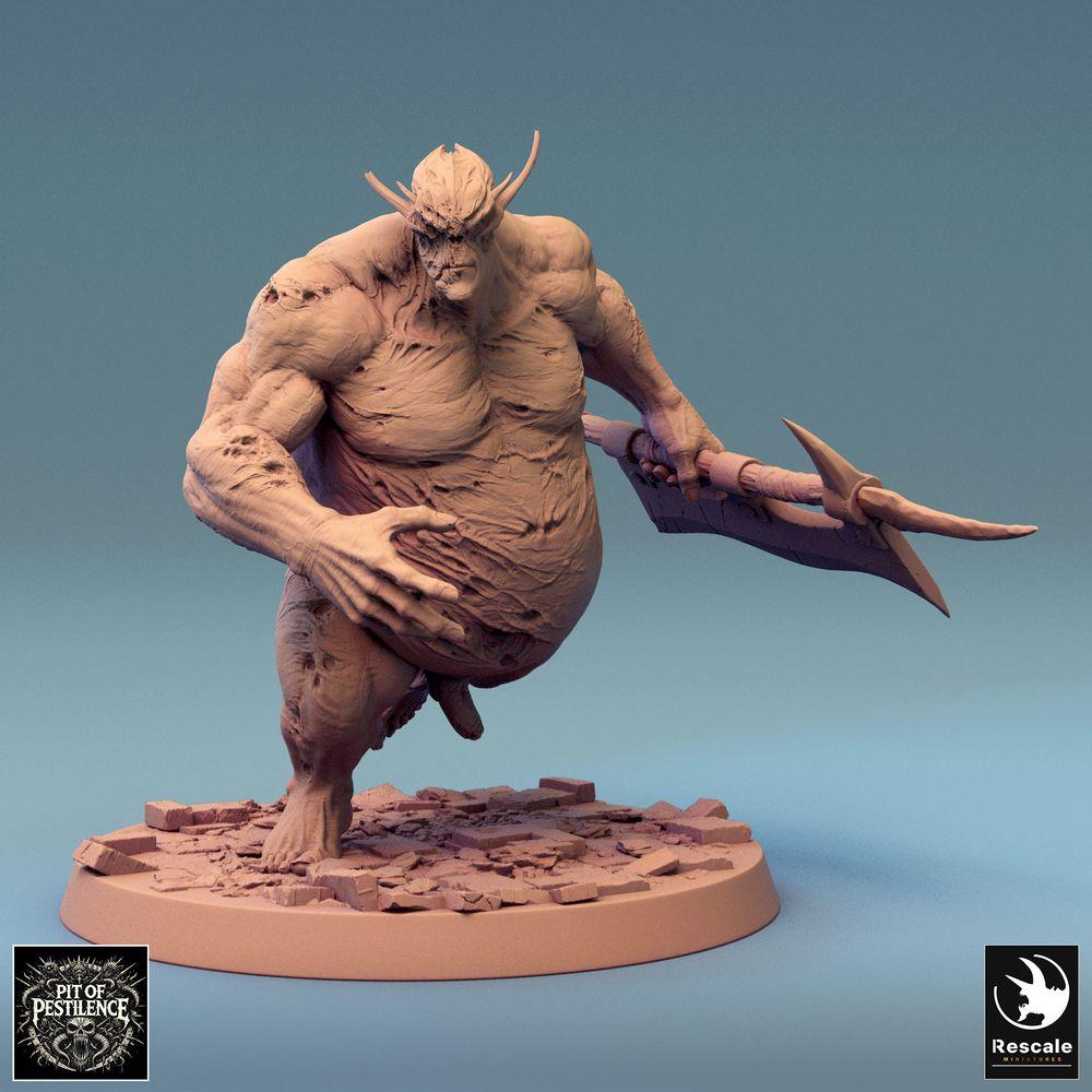 Productfoto Tabletop 28mm Lord of the Print (LotP) 0: Tabletop Miniatuur: Demonogre Executioner Henker met Haak-Halberd, monsterlijke Infanterie, Ogerheer, Baasmonster (24_08_D11)