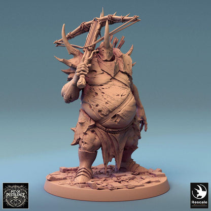 Productfoto Tabletop 28mm Lord of the Print (LotP) 0: Tabletop Miniatuur: Plague Warrior Executioner met zware kruisboog - Chaoskrieger/Mutant, monsterlijke schutter, baasfiguur (24_08_D9)