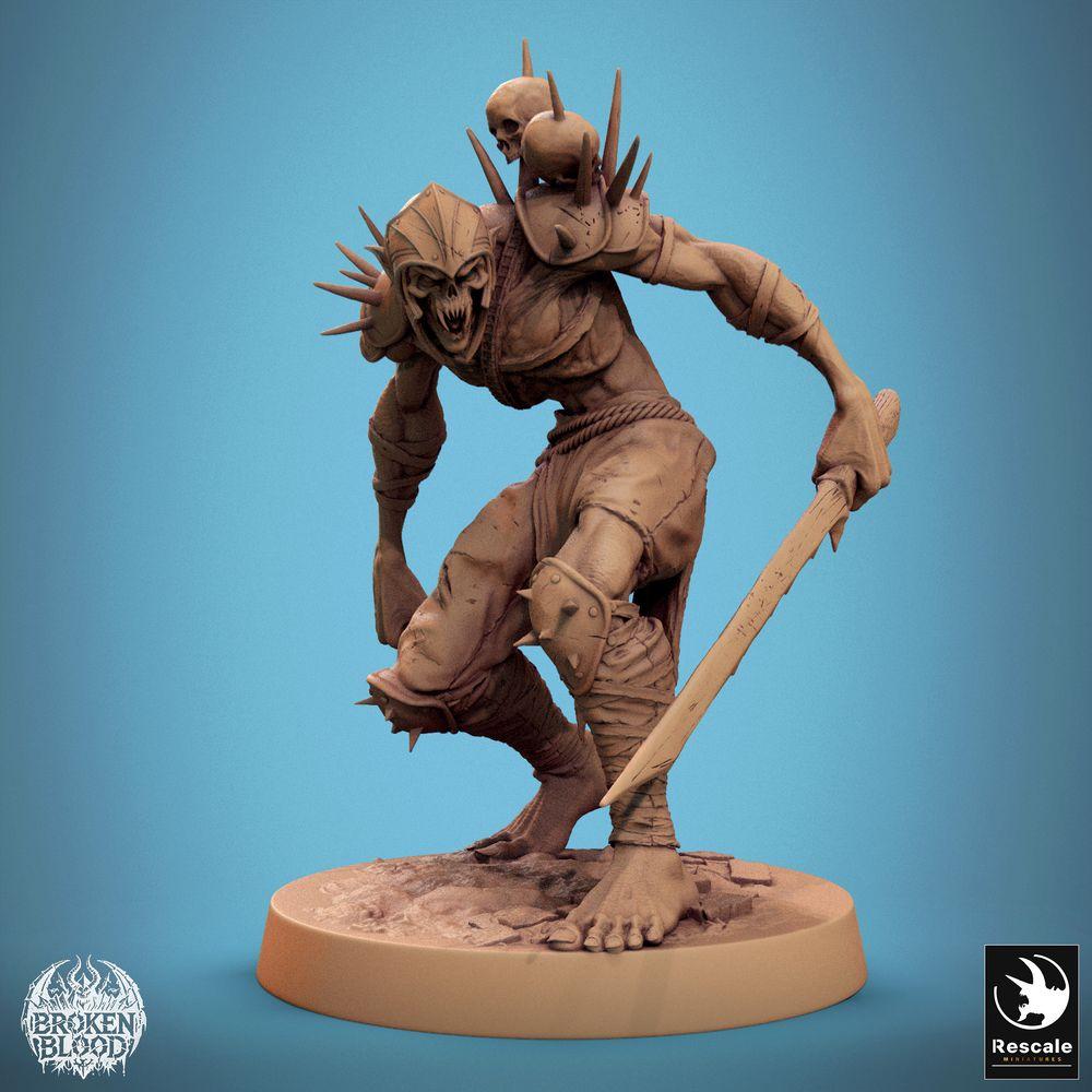 Productfoto Tabletop 28mm Lord of the Print (LotP) 0: Tabletop Miniatuur: Ghoul Ravager, Ondode Berserker en Marodeur met grof gesmeed zwaard, Dungeon-tegenstander, Warband-slaan (24_11_C7)
