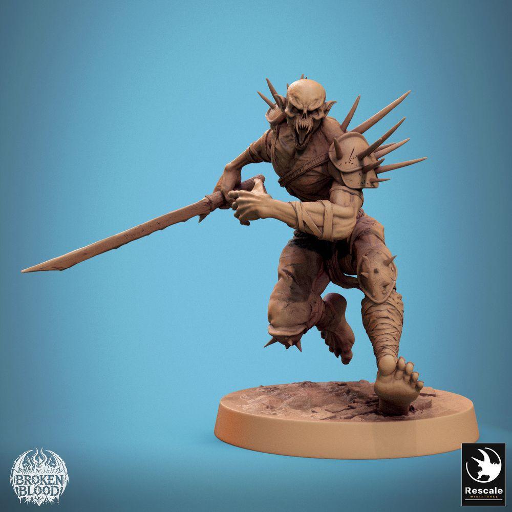 Productfoto Tabletop 28mm Lord of the Print (LotP) 0: Tabletop Miniatuur: Ghoul Ravager - Ondode Zwaardvechter, vervloekte Berserker met tweehandig Zwaard (24_11_C17)