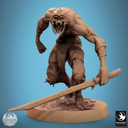 Productfoto Tabletop 28mm Lord of the Print (LotP) 0: Tabletop Miniatuur: Ghoul Ravager, monsterlijke marauder met tweehandig zwaard, brullende close-combat vechter, baasmonster voor Wargaming, Skirmish en Dungeon (24_11_C31)