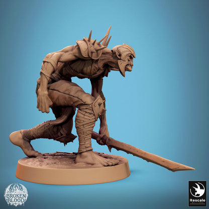 Productfoto Tabletop 28mm Lord of the Print (LotP) 1: Tabletop Miniatuur: Ondode Ghul Verwüster, Berserker en Krijger met Grootzwaard en Doornenpantser - Ghul Ravager (24_11_C35)