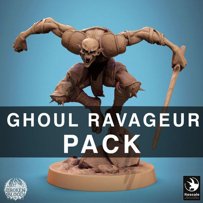 Productfoto Tabletop 28mm Lord of the Print (LotP) 2: Tabletop Miniatuur: Ondode Ghul Verwüster, Berserker en Krijger met Grootzwaard en Doornenpantser - Ghul Ravager (24_11_C35)