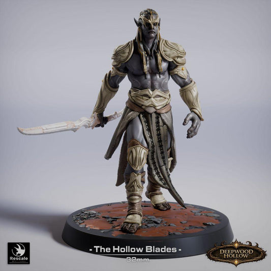 Productfoto Tabletop 28mm Lord of the Print (LotP) 0: Tabletop Miniatuur: Dunkelelf Dark Elf Zwaardvechter, Klingenmeister, schrijdende Elfenkrijger en Duelant met versierd Krummschwert (26_03_G14)