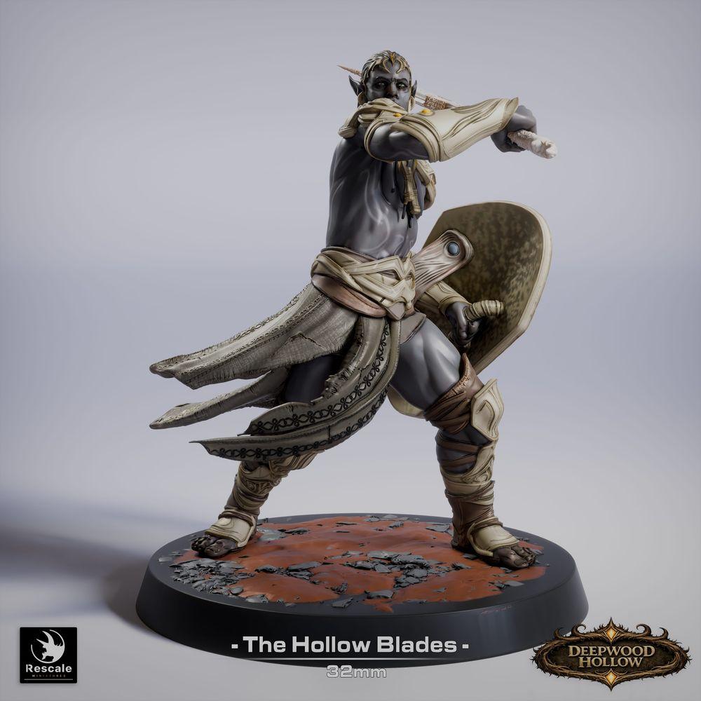 Productfoto Tabletop 28mm Lord of the Print (LotP) 0: Fantasy figuur: Donkere Elf schildvechter, duellist en dichtbijvechter met kortzwaard en buckler - Dark Elf (26_03_G8)