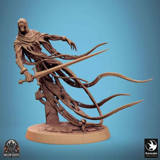 Productfoto Tabletop 28mm Lord of the Print (LotP) 0: Tabletop Miniatuur: Ondode Geestkrijger Wraith met Zwaard, spectrale Beul, Phantom-zwaardvechter, zwevende Bloedmeester (24_10_A7)
