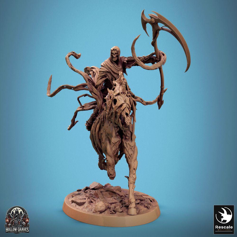 Productfoto Tabletop 28mm Lord of the Print (LotP) 0: Tabletop Miniatuur: Ondode Sensenreiter - Wraith-Rider Geestenridder, vervloekte ruiter met dubbele zeis op botpaard in stormaanval (24_10_E1)