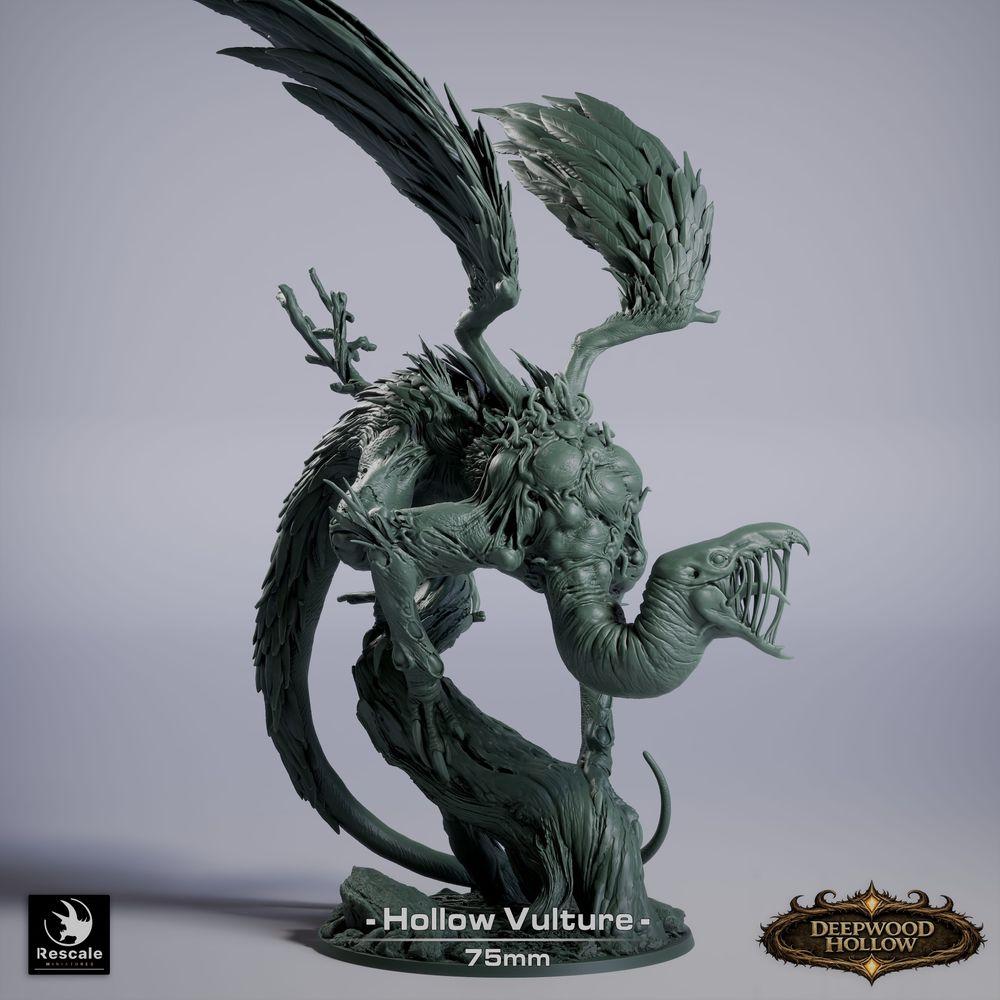Productfoto Tabletop 28mm Lord of the Print (LotP) 0: Tabletop Miniatuur: Gier Demon / Hollow Vulture - vliegende Chimera, schrikvogel in duikvlucht met klauwen, gescheurde vleugels en zweepstaart (26_03_D1)