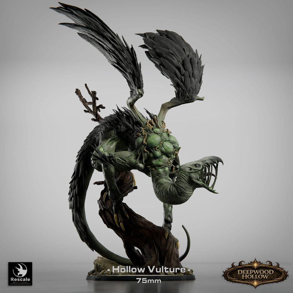 Productfoto Tabletop 28mm Lord of the Print (LotP) 1: Tabletop Miniatuur: Gier Demon / Hollow Vulture - vliegende Chimera, schrikvogel in duikvlucht met klauwen, gescheurde vleugels en zweepstaart (26_03_D1)