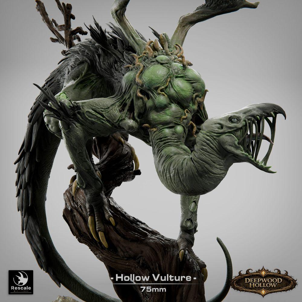 Productfoto Tabletop 28mm Lord of the Print (LotP) 2: Tabletop Miniatuur: Gier Demon / Hollow Vulture - vliegende Chimera, schrikvogel in duikvlucht met klauwen, gescheurde vleugels en zweepstaart (26_03_D1)